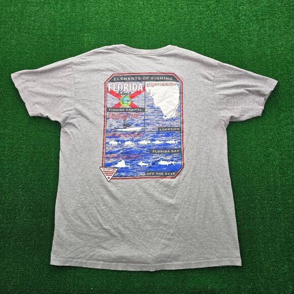 Columbia‎ Tshirt Mens XL Gray Short Sleeve Florida Keys Fishing Capital Outdoor - Picture 1 of 7